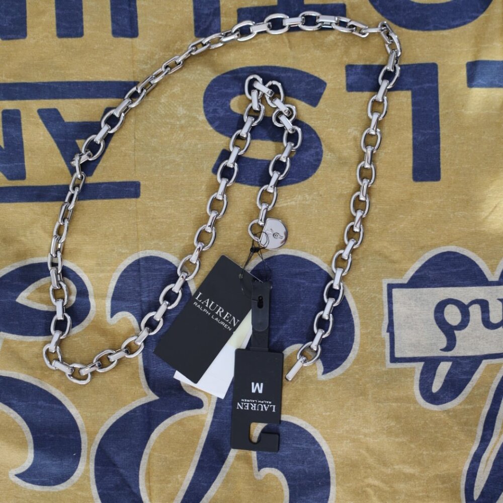 LAUREN RALPH LAUREN PADLOCK SILVER CHAIN BELT